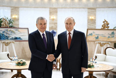 Изрображение 'Шавкат Мирзиёев и Владимир Путин провели встречу на полях саммита ЕАЭС'