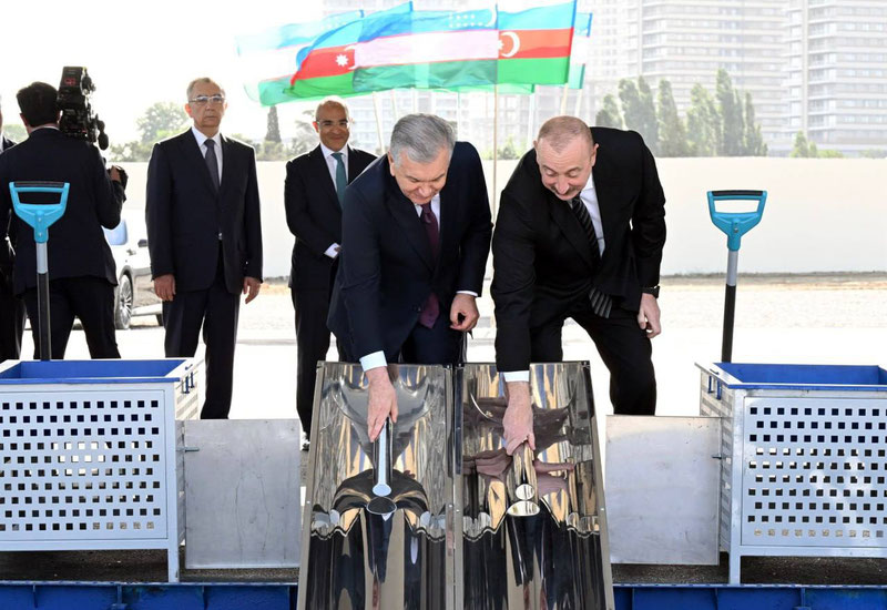 Image of 'Shavkat Mirziyoyev and Ilham Aliyev laid the foundation stone for the new "Uzbekistan" park in the city of Baku.'