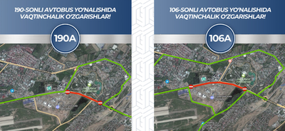 Изрображение 'В Ташкенте два автобуса изменили курс из-за закрытия участка улицы Янги Узбекистон'