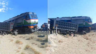 Изрображение 'В Каракалпакстане столкнулись поезд и грузовик'