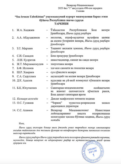 Image of 'The "Sea Breeze Uzbekistan" project: acquired 577 hectares of land from the authorities, but if the conditions are violated, the land will be reclaimed.'