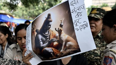 Image of 'Protests against catching stray dogs have started in India.'