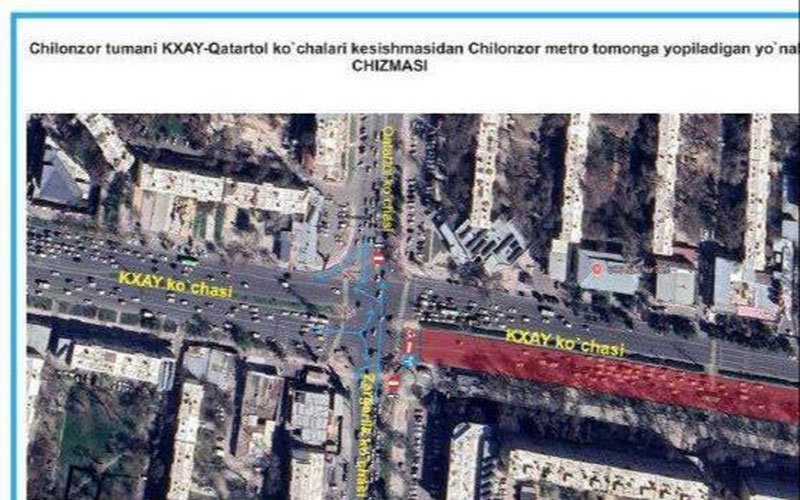 Изрображение 'До 30 августа на Чиланзаре закроют участок одной из самых загруженных дорог'