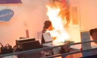 Image of 'A shocking incident at Almaty airport: a man set himself on fire.'