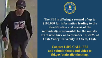 Image of 'A $100,000 reward has been announced for information on the killer of Charlie Kirk.'