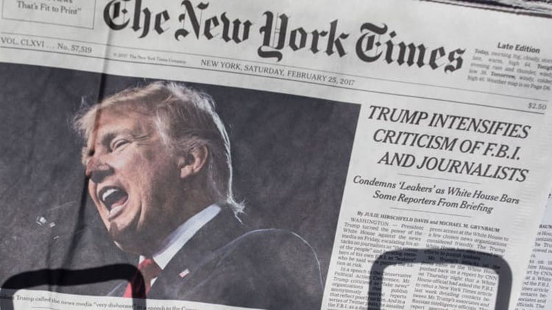 Изрображение 'Трамп подал иск на $15 млрд против газеты The New York Times'