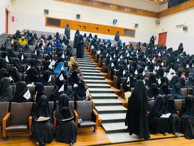 Image of 'Women in Afghan universities have been banned from using books written by women.'