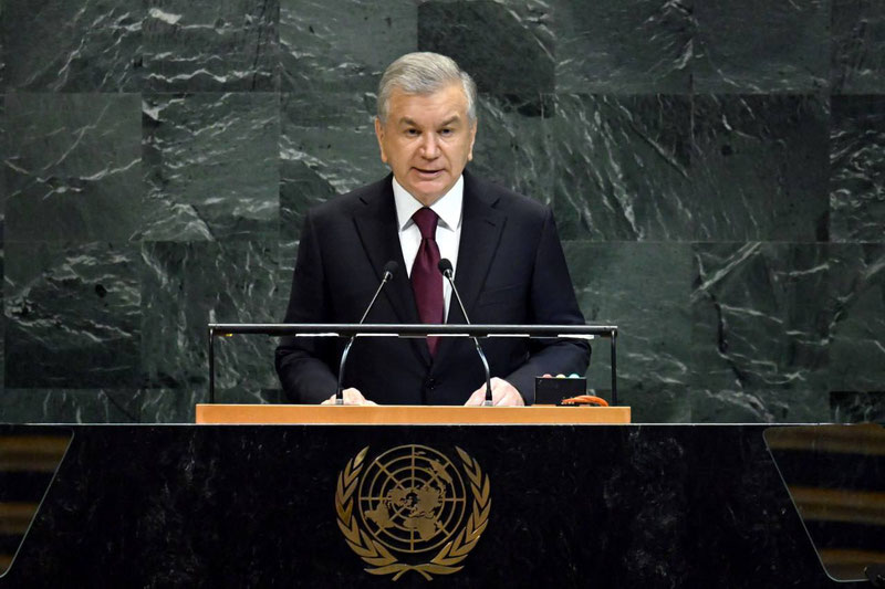 Image of 'Mirziyoyev addressed the world community from the UN platform.'