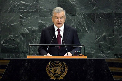 Image of 'Mirziyoyev addressed the world community from the UN platform.'