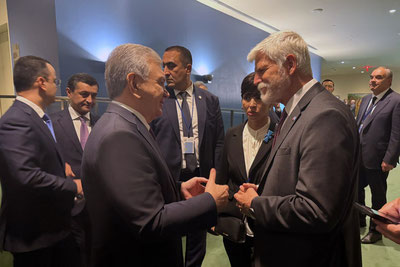 Image of 'Mirziyoyev met with the President of the Czech Republic.'