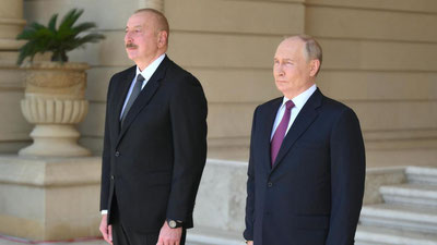 Изрображение 'Владимир Путин и Ильхам Алиев обсудили авиакатастрофу самолета AZAL'