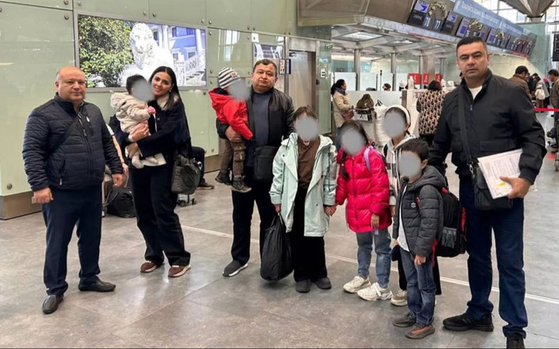 Image of 'Six unaccompanied minor children left behind in Russia were returned to Uzbekistan.'