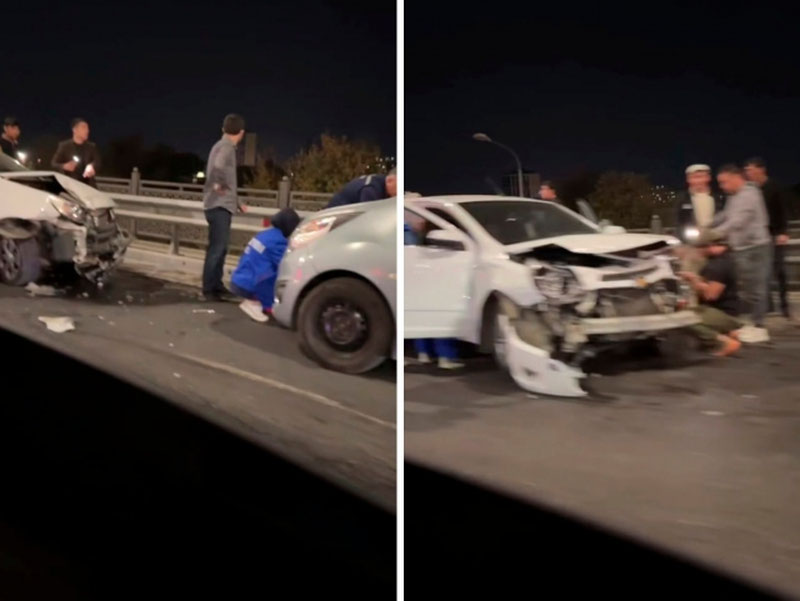 Image of 'Three cars collided in Tashkent.'
