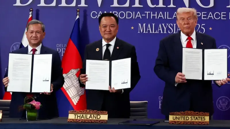 Image of 'A "peace treaty" was signed between Thailand and Cambodia.'