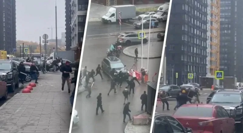 Изрображение 'В Москве мигранты устроили массовую драку с лопатами и палками'