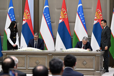 Изрображение 'Президенты Узбекистана и Сербии подписали Совместную декларацию'