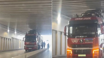 'Тошкентда автомобиллар ортилган юк машинаси тоннелга қисилиб қолди'ning rasmi