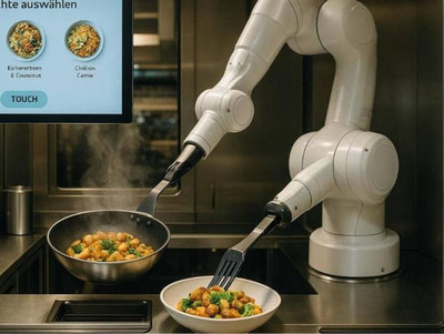 Image of 'In Germany, a restaurant where robots cook food has opened.'
