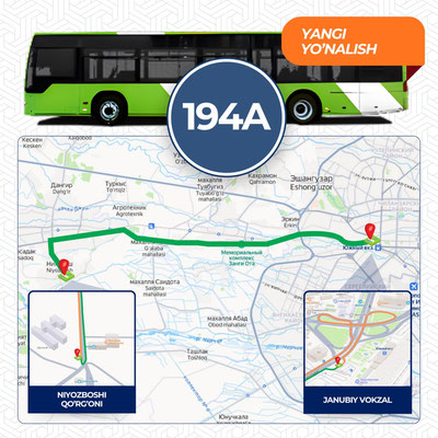Изрображение 'Запускается автобус из Ташкента в Янгиюльский район'