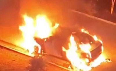 Image of 'A Cobalt that was parked in Tashkent region caught fire.'