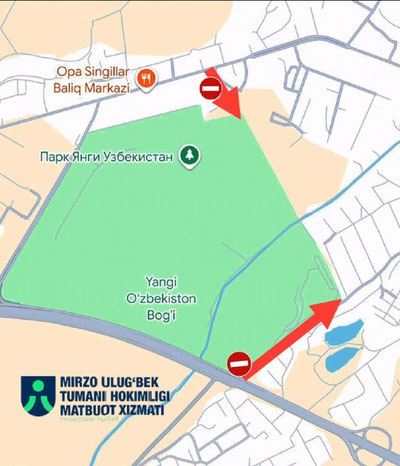 Изрображение 'Участки улиц вокруг парка "Янги Узбекистон" закрывают до 4 декабря'