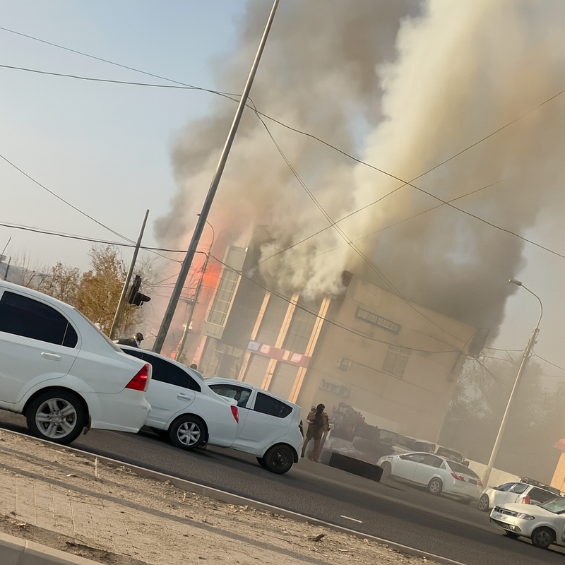 Изрображение 'Крупный пожар произошел в Шайхантахурском районе Ташкента (видео)'