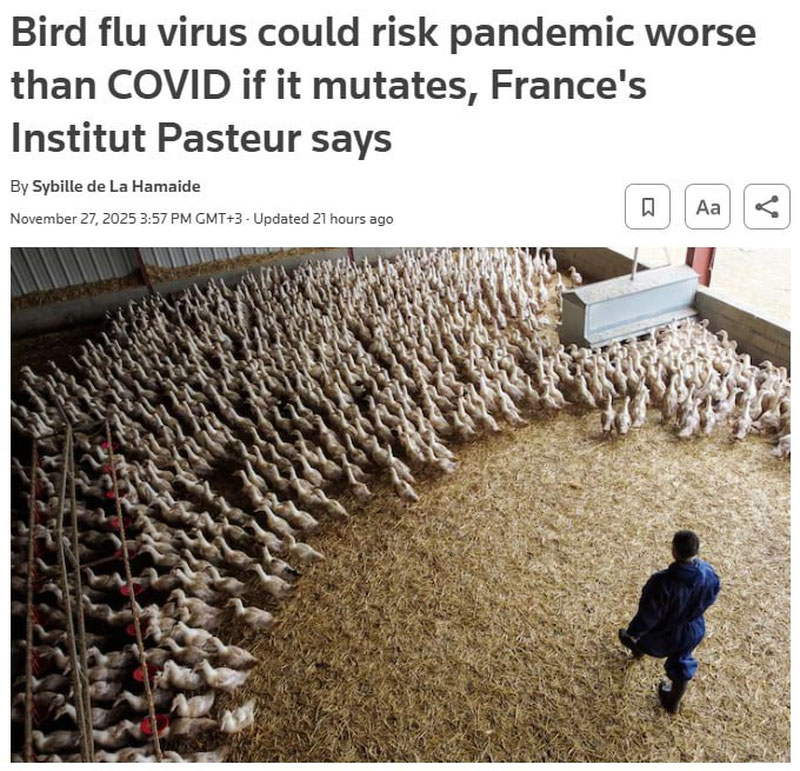 Изрображение 'Оценен риск возникновения пандемии птичьего гриппа в мире'