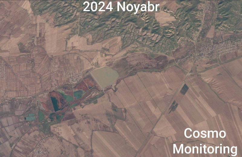 Image of 'The "Qorasuv" reservoir in Samarkand has completely dried up.'
