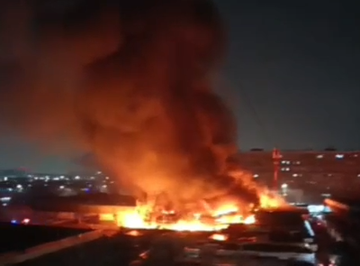 Изрображение 'На рынке «Авиасозлар» в Ташкенте произошел пожар (видео)'