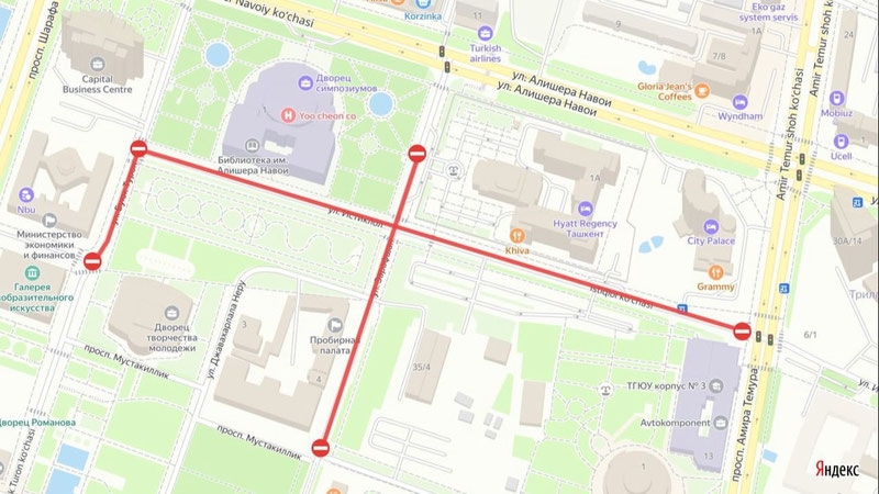 Изрображение 'Ряд центральнных улиц в Ташкенте закрывается в связи с подготовкой к Новому году'