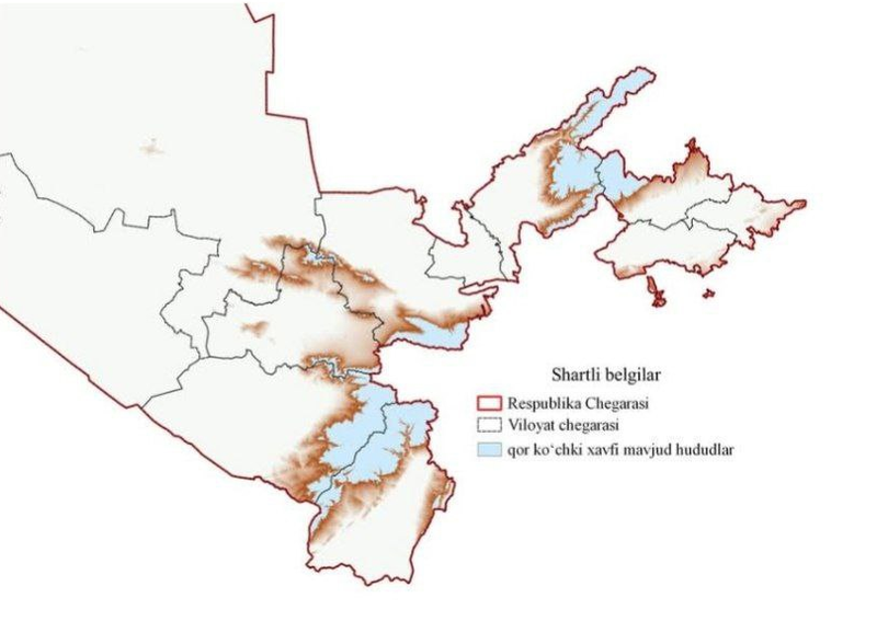 Изрображение 'В горных районах 6-ти регионов Узбекистана объявлена лавинная опасность'