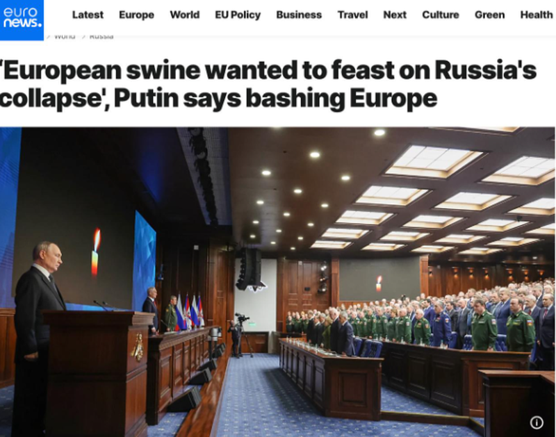 Изрображение 'Владимир Путин назвал европейских политиков "подсвинками"'
