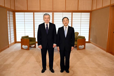 'Shavkat Mirziyoyev Yaponiyaga rasmiy tashrifini Imperator Naruhito bilan uchrashuvdan boshladi'ning rasmi