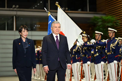 '“Кантей” қароргоҳида Шавкат Мирзиёевни расмий кутиб олиш маросими бўлиб ўтди'ning rasmi