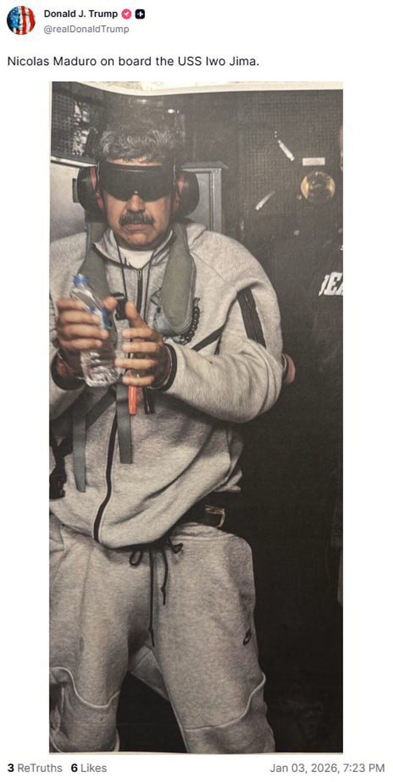 Изрображение 'Американские военные захватили венесуэльского лидера Николаса Мадуро'