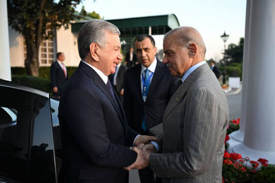 Image of 'A ceremony was held to solemnly welcome the President of Uzbekistan.'