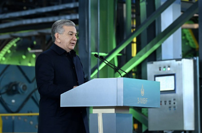 Изрображение 'Президент Узбекистана участвует в церемонии запуска медно-обогатительной фабрики на АГМК'