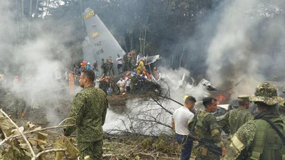 'Колумбияда 125 киши бўлган ҳарбий самолёт қулади'ning rasmi