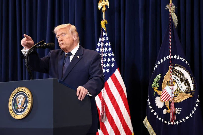 Image of 'In his speech, Trump mistakenly refers to the Strait of Hormuz as the "Trump Strait."'