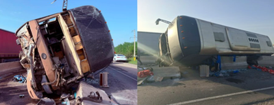 Изрображение 'На трассе в Джизакской области опрокинулся пассажирский автобус'